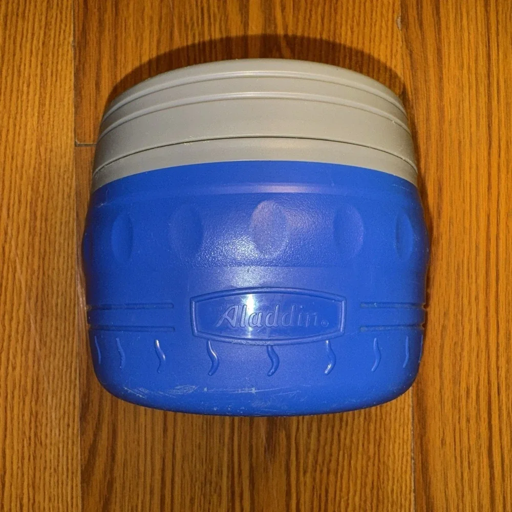Vintage Aladdin Blue 24oz Travel Divided Microwave Hot Food Storage Container